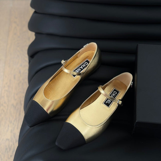 MARY JANE GOLDEN MIX BLACK CALFSKIN