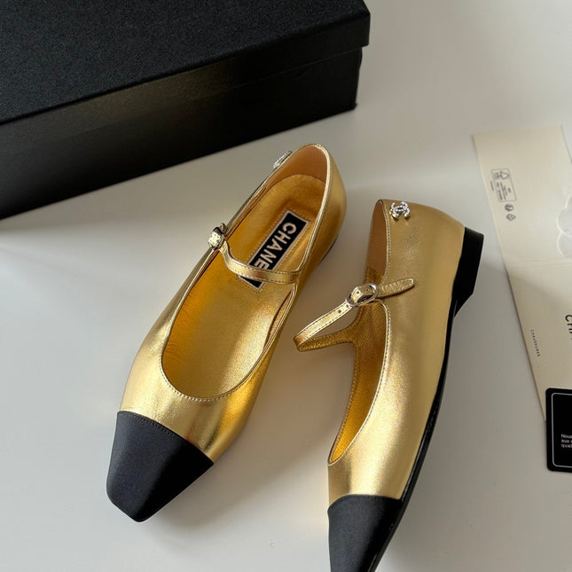 MARY JANE GOLDEN MIX BLACK CALFSKIN