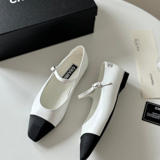 MARY JANE WHITE MIX BLACK CALFSKIN