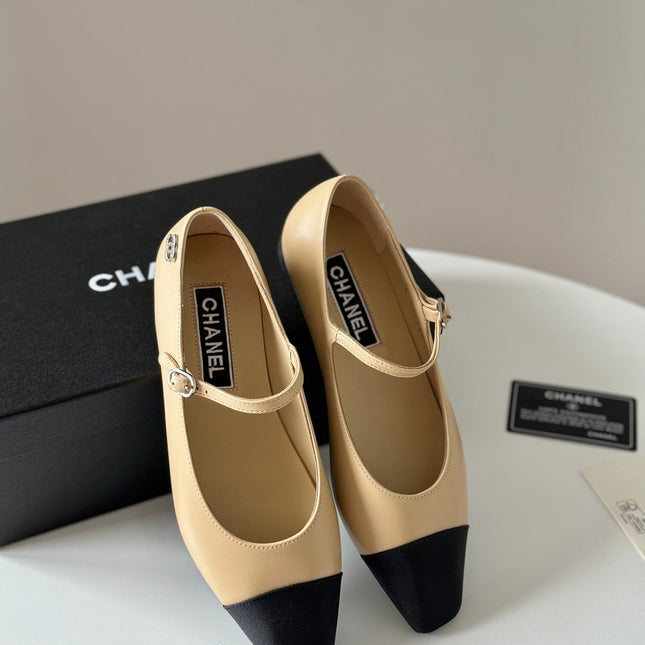 MARY JANE BEIGE CREAM MIX BLACK CALFSKIN