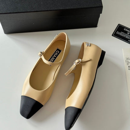 MARY JANE BEIGE CREAM MIX BLACK CALFSKIN