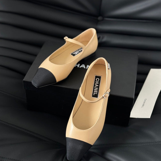 MARY JANE BEIGE CREAM MIX BLACK CALFSKIN