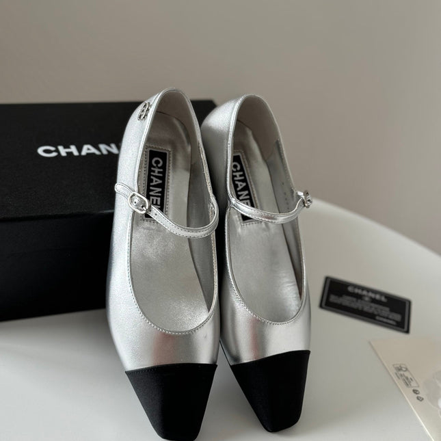 MARY JANE SILVER MIX BLACK CALFSKIN
