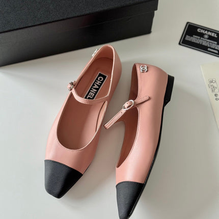 MARY JANE LIGHT PINK MIX BLACK CALFSKIN