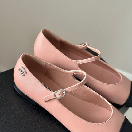 MARY JANE LIGHT PINK MIX BLACK CALFSKIN