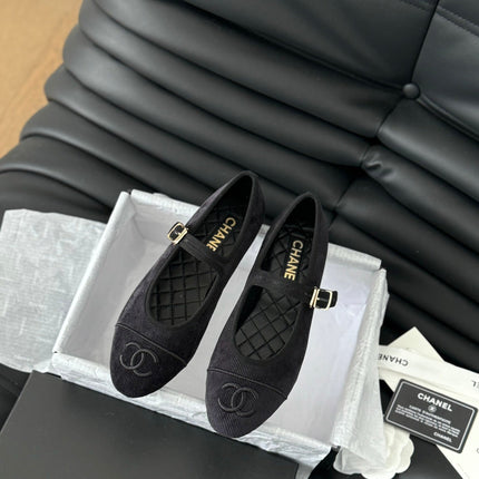 MARY JANE SHOES BLACK CORDUROY TWILL FABRIC