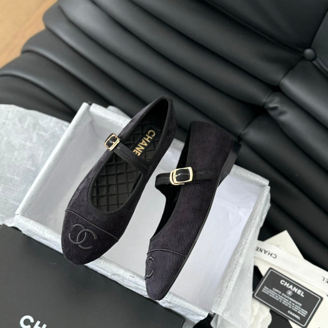 MARY JANE SHOES BLACK CORDUROY TWILL FABRIC