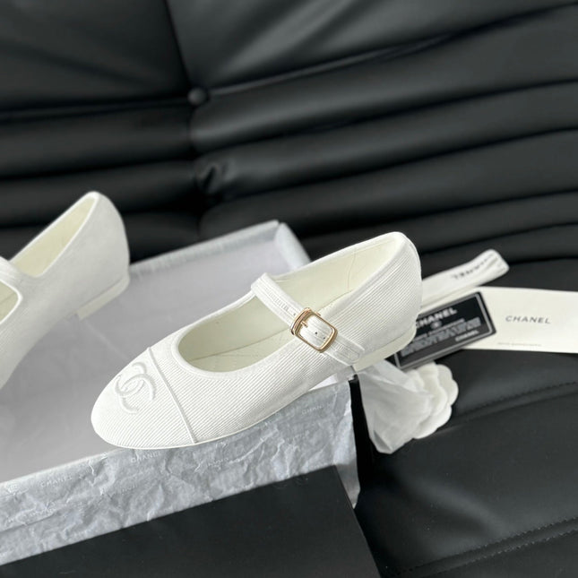 MARY JANE SHOES WHITE CORDUROY TWILL FABRIC