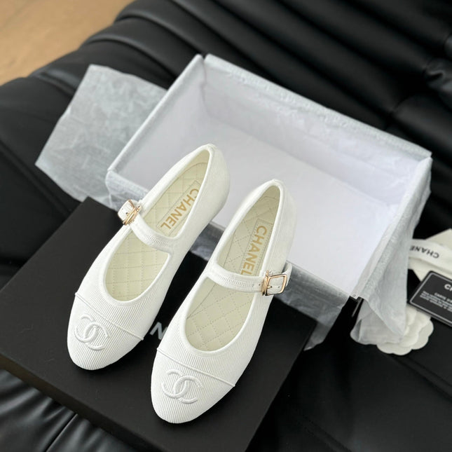 MARY JANE SHOES WHITE CORDUROY TWILL FABRIC