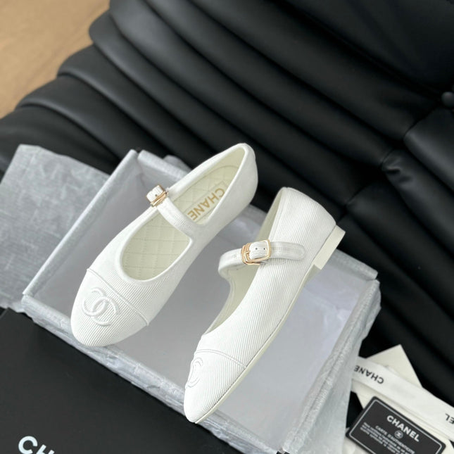 MARY JANE SHOES WHITE CORDUROY TWILL FABRIC