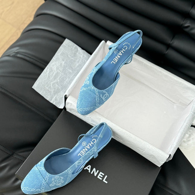 CLASSIC HIGH SLINGBACK CERULEAN BLUE CALFSKIN
