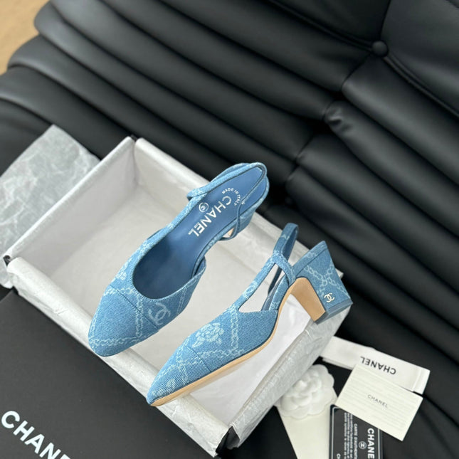 CLASSIC HIGH SLINGBACK CERULEAN BLUE CALFSKIN