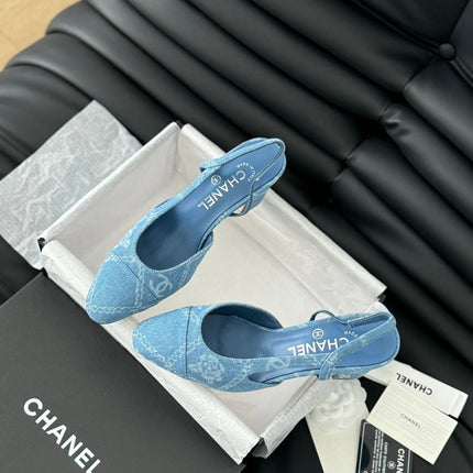 CLASSIC HIGH SLINGBACK CERULEAN BLUE CALFSKIN
