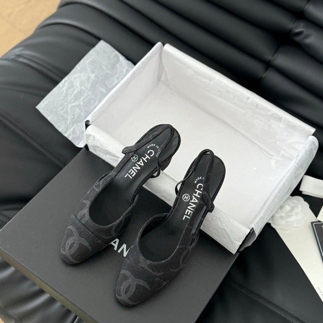 CLASSIC HIGH SLINGBACK BLACK CALFSKIN