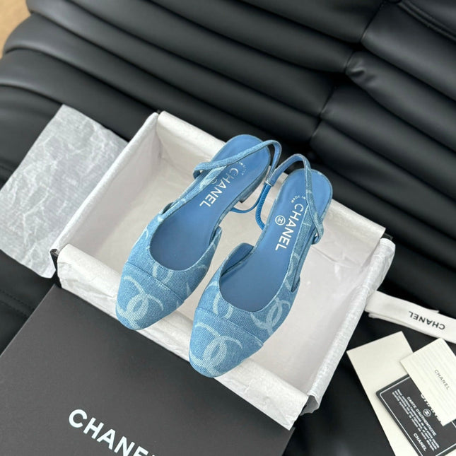CLASSIC SLINGBACK CERULEAN BLUE CALFSKIN