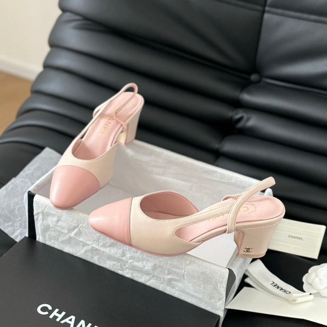 HIGH SLINGBACK IN LIGHT PINK LAMBSKIN