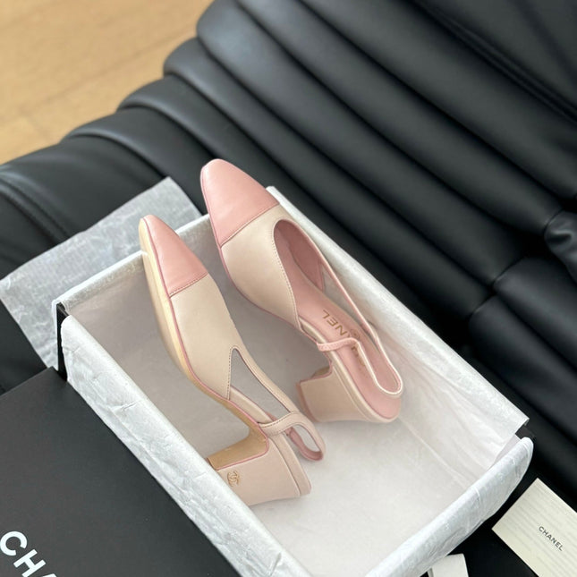 HIGH SLINGBACK IN LIGHT PINK LAMBSKIN