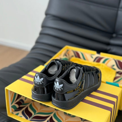 GG & ADIDAS GAZELLE SNEAKER GLOSSY BLACK CALFSKIN