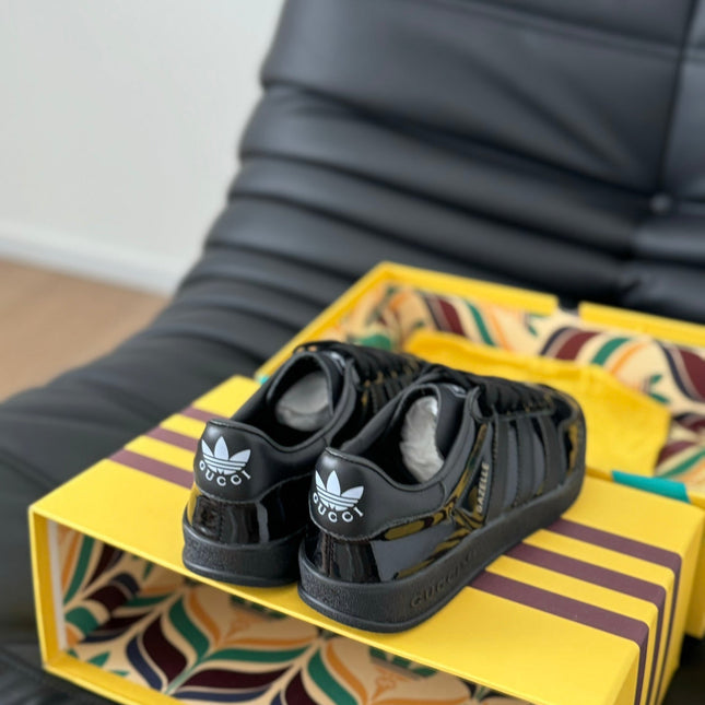 GG & ADIDAS GAZELLE SNEAKER GLOSSY BLACK CALFSKIN