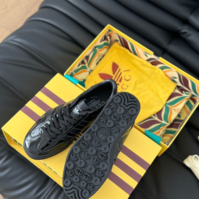 GG & ADIDAS GAZELLE SNEAKER GLOSSY BLACK CALFSKIN