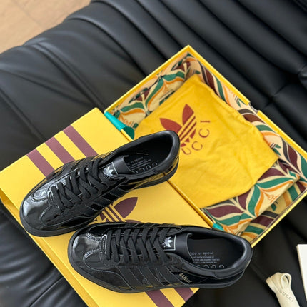 GG & ADIDAS GAZELLE SNEAKER GLOSSY BLACK CALFSKIN