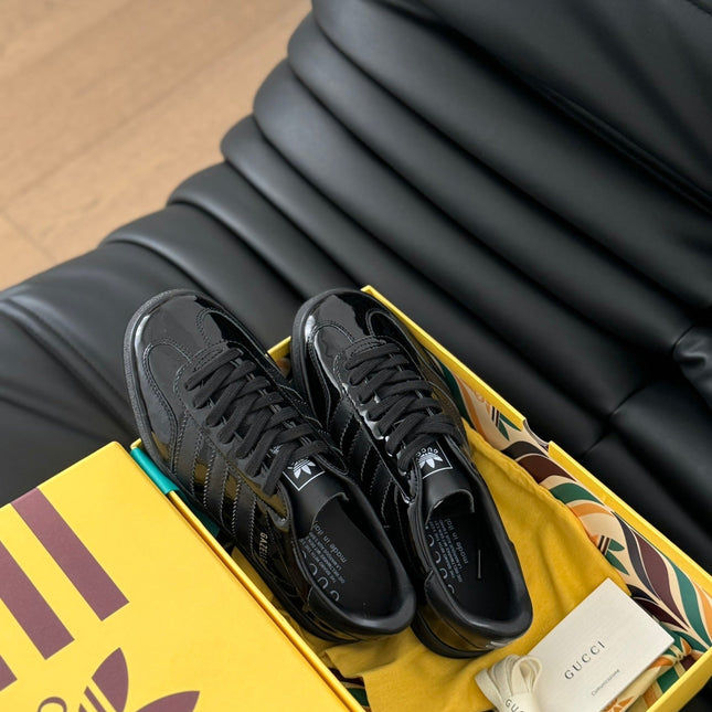 GG & ADIDAS GAZELLE SNEAKER GLOSSY BLACK CALFSKIN