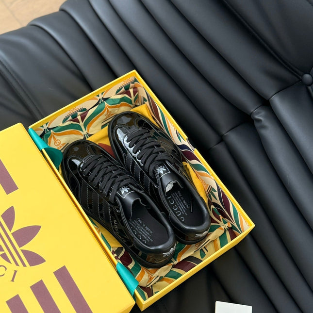 GG & ADIDAS GAZELLE SNEAKER GLOSSY BLACK CALFSKIN