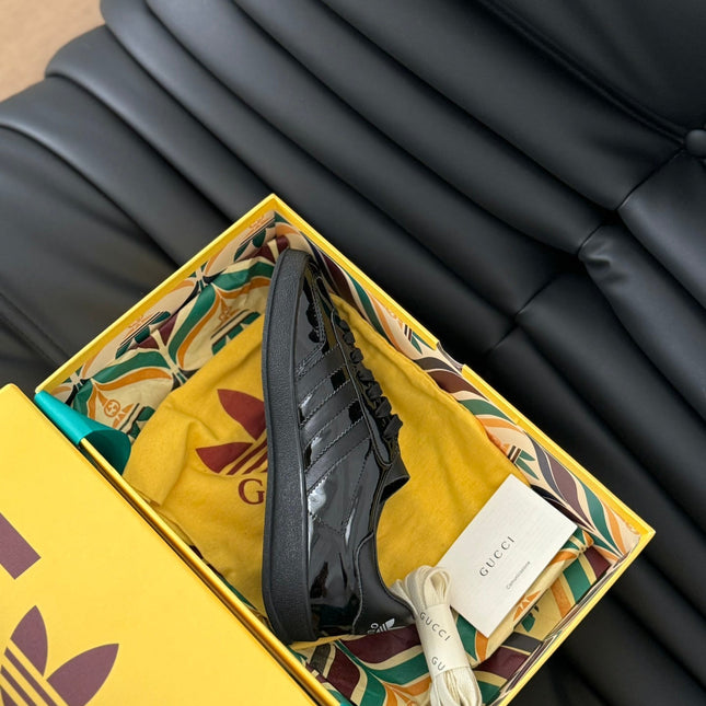 GG & ADIDAS GAZELLE SNEAKER GLOSSY BLACK CALFSKIN