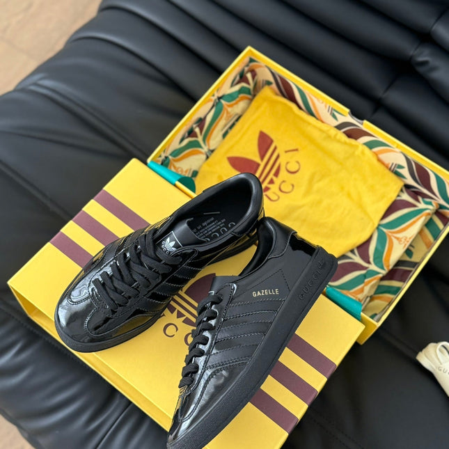 GG & ADIDAS GAZELLE SNEAKER GLOSSY BLACK CALFSKIN