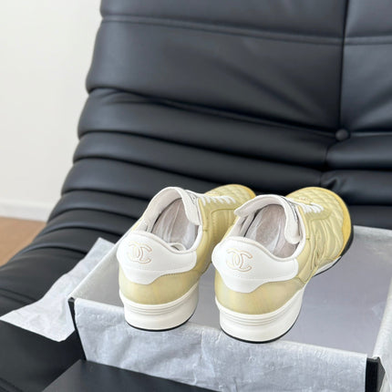 CC SNEAKER IN LIGHT YELLOW MIX WHITE EMBROIDERED LAMBSKIN