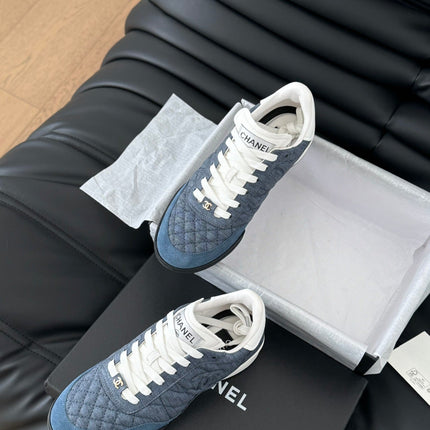 CC SNEAKER IN AEGEAN BLUE MIX WHITE EMBROIDERED LAMBSKIN