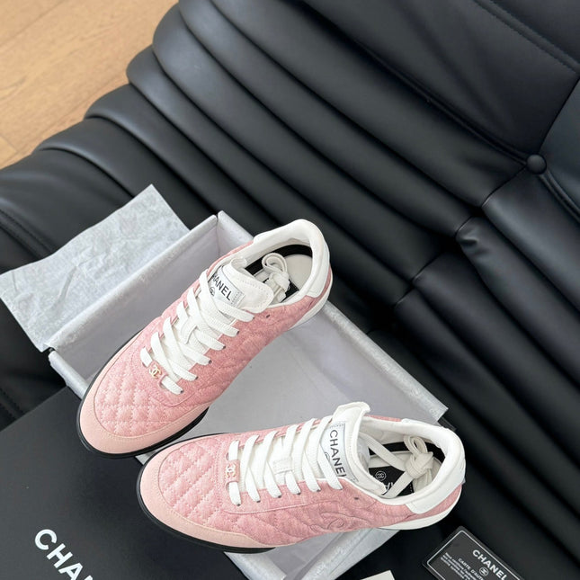 CC SNEAKER IN LIGHT PINK MIX WHITE EMBROIDERED LAMBSKIN