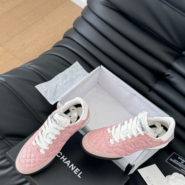 CC SNEAKER IN LIGHT PINK MIX WHITE EMBROIDERED LAMBSKIN