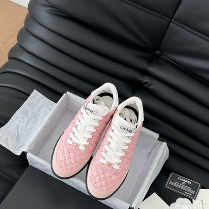 CC SNEAKER IN LIGHT PINK MIX WHITE EMBROIDERED LAMBSKIN