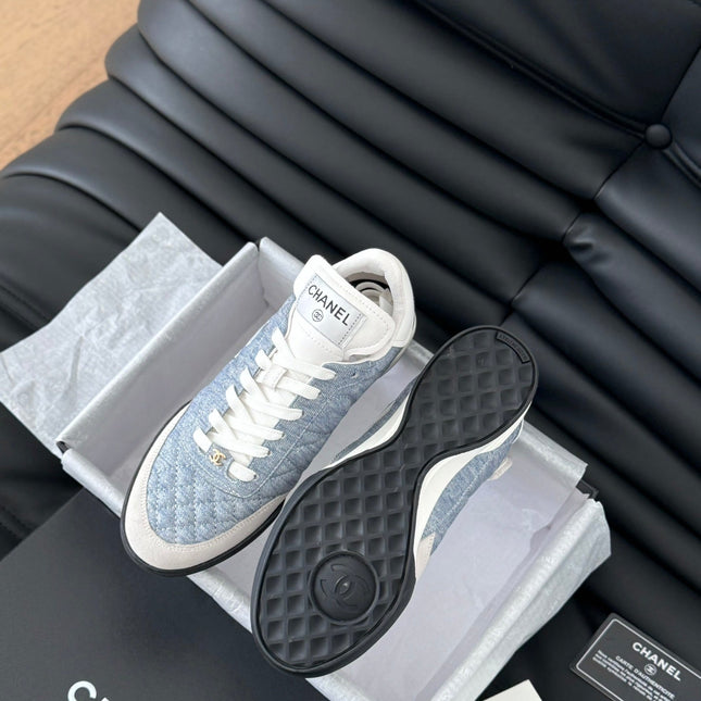 CC SNEAKER IN LIGHT BLUE MIX WHITE EMBROIDERED LAMBSKIN