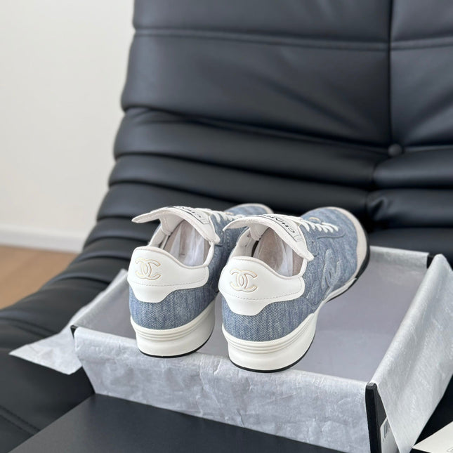 CC SNEAKER IN LIGHT BLUE MIX WHITE EMBROIDERED LAMBSKIN