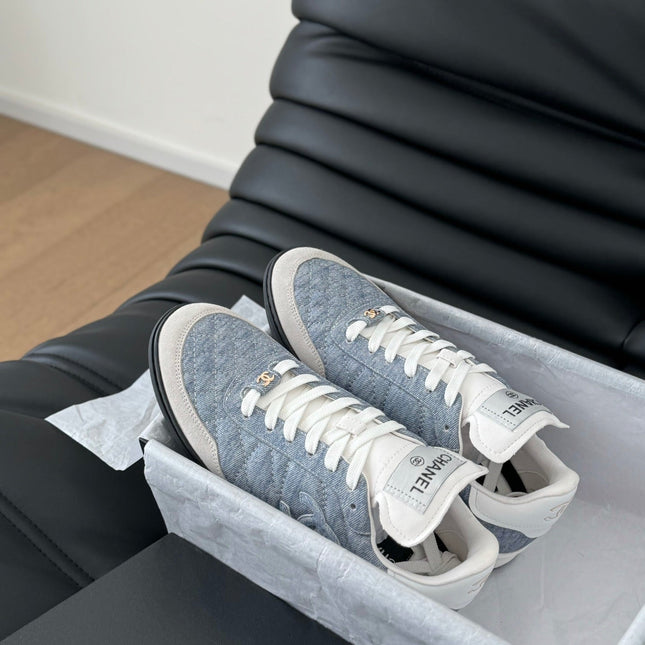 CC SNEAKER IN LIGHT BLUE MIX WHITE EMBROIDERED LAMBSKIN