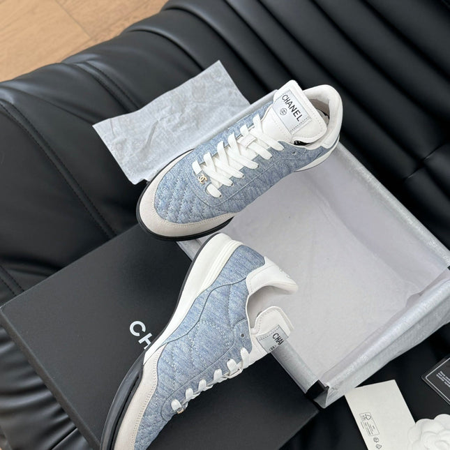 CC SNEAKER IN LIGHT BLUE MIX WHITE EMBROIDERED LAMBSKIN