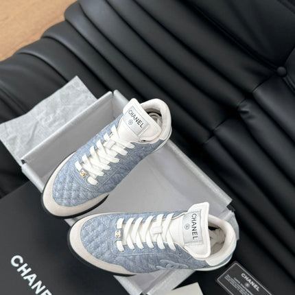 CC SNEAKER IN LIGHT BLUE MIX WHITE EMBROIDERED LAMBSKIN