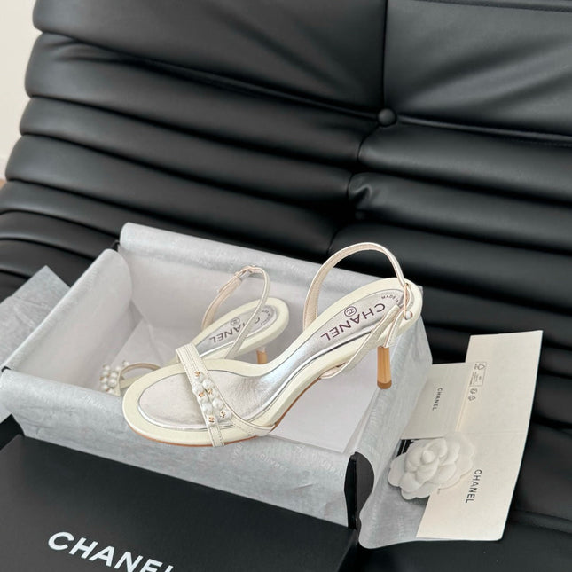 PEARL SANDAL IN WHITE LAMBSKIN 75 MM
