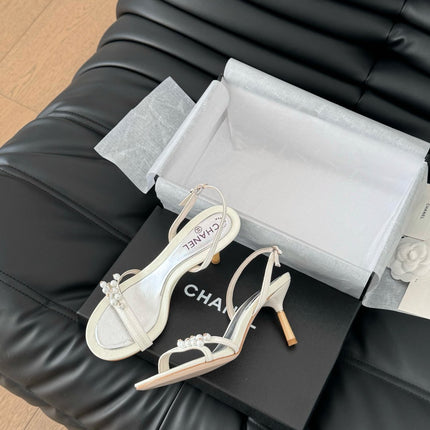 PEARL SANDAL IN WHITE LAMBSKIN 75 MM