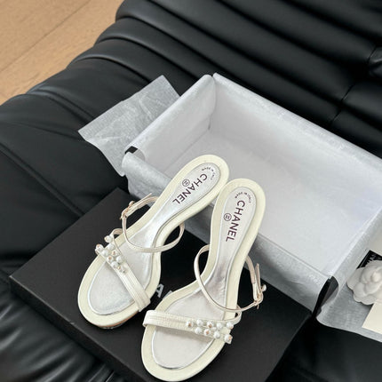 PEARL SANDAL IN WHITE LAMBSKIN 35 MM