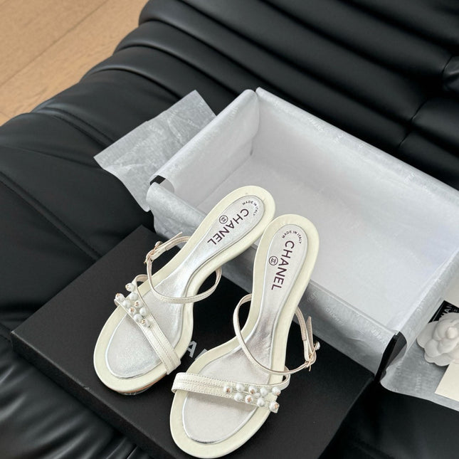 PEARL SANDAL IN WHITE LAMBSKIN 35 MM