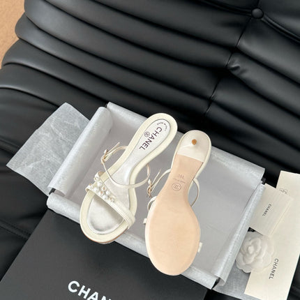 PEARL SANDAL IN WHITE LAMBSKIN 35 MM
