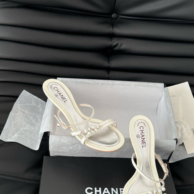 PEARL SANDAL IN WHITE LAMBSKIN 35 MM