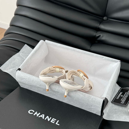 WHITE FABRIC CC SLIDE SANDALS