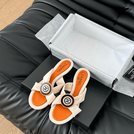 VIVID ORANGE FABRIC CC SLIDE SANDALS