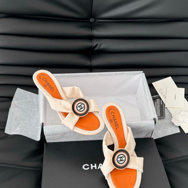 VIVID ORANGE FABRIC CC SLIDE SANDALS