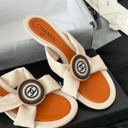 VIVID ORANGE FABRIC CC SLIDE SANDALS