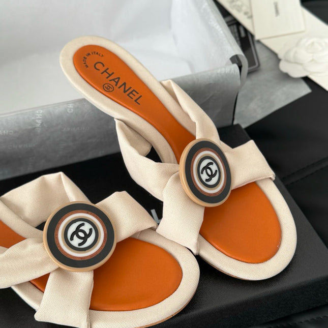 VIVID ORANGE FABRIC CC SLIDE SANDALS